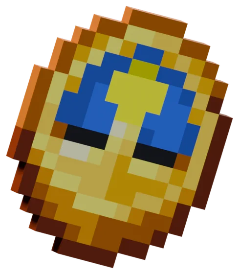 A gold pocket watch with a blue and yellow face, tilted towards the viewer.